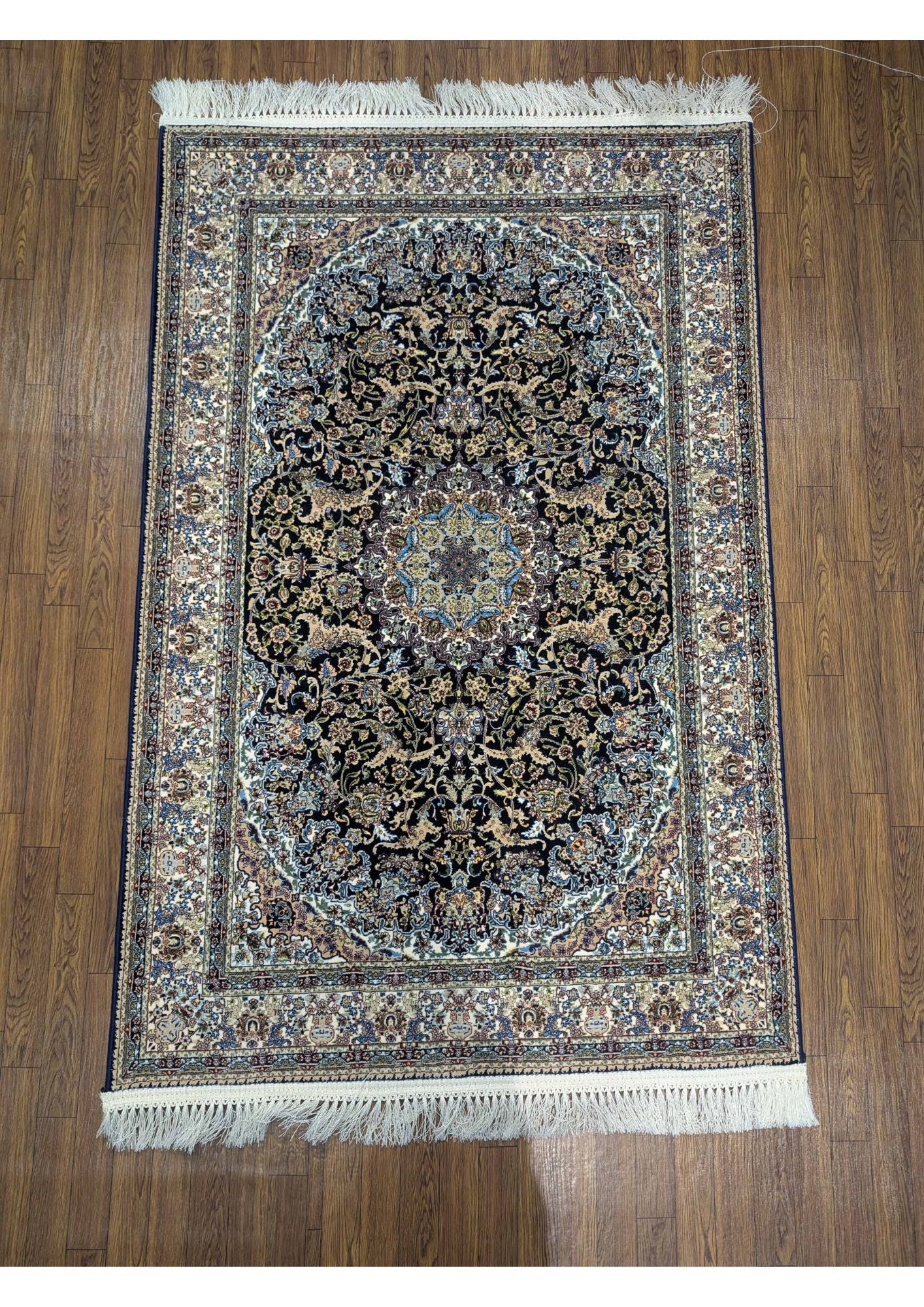 3.2x4.9ft Persian Authentic Premium Quality Black & Ivory Rug