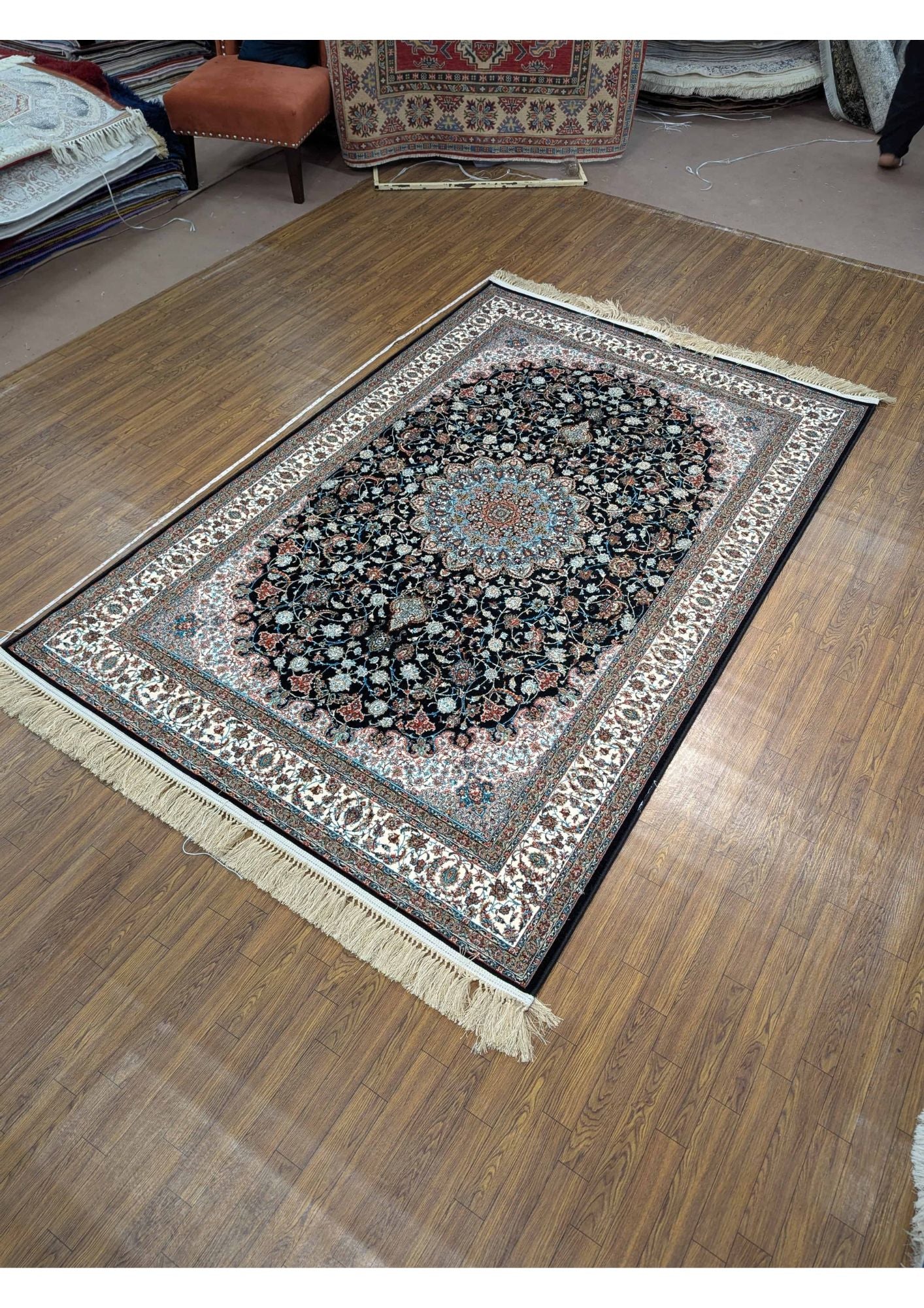 5x8ft Persian Authentic Premium Quality Black and Feroze rug
