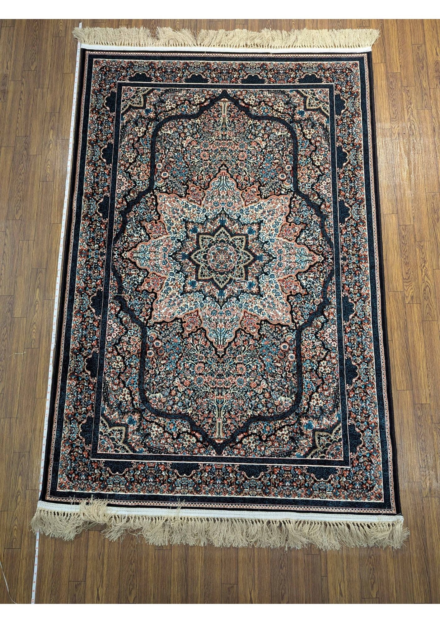 4x6ft Persian Authentic Premium Quality Black, Blue, Feroze & Ivory Rug