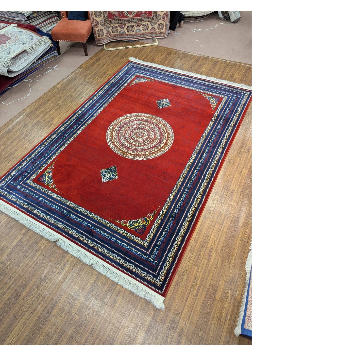 Persian Premium Quality Authentic 1200Rug Red, navy blue, and gold.
