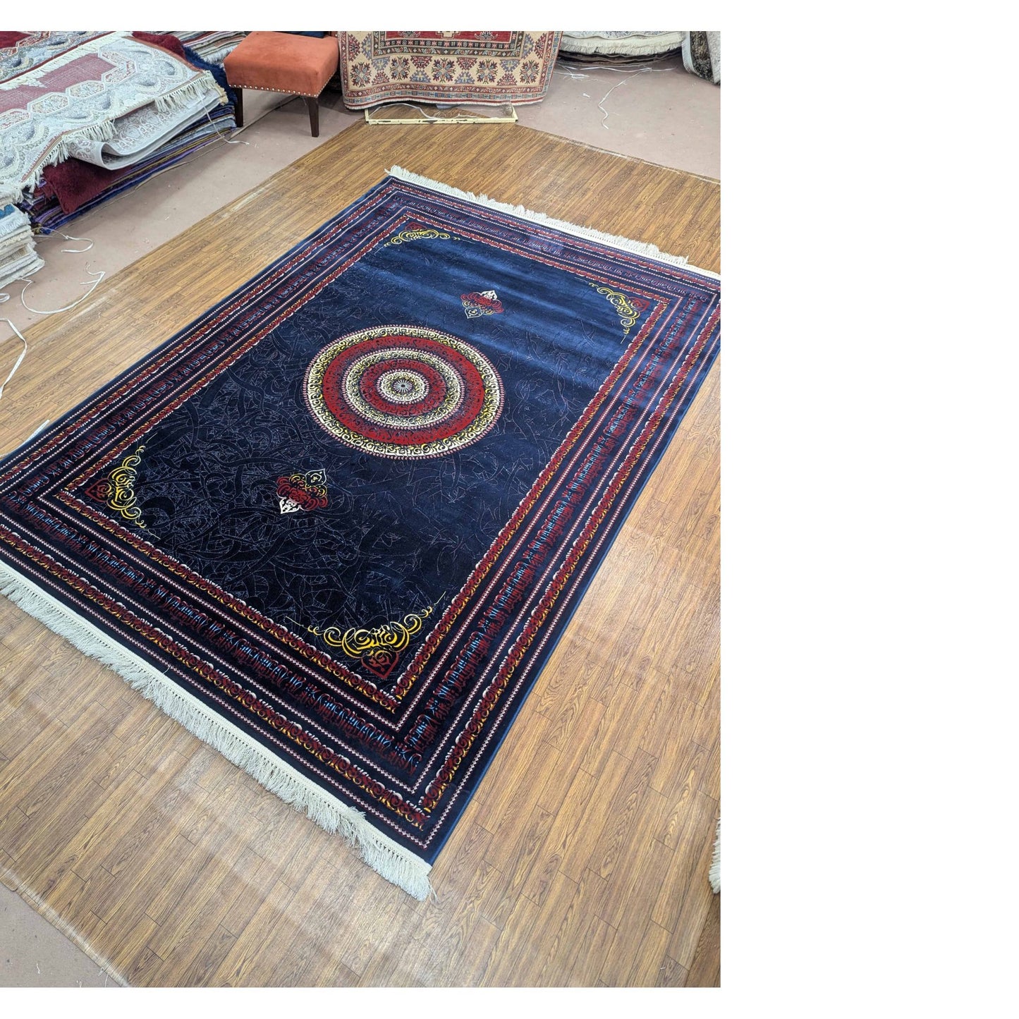 Persian Premium Quality Authentic 1200Rug dark blue, Red and Gold