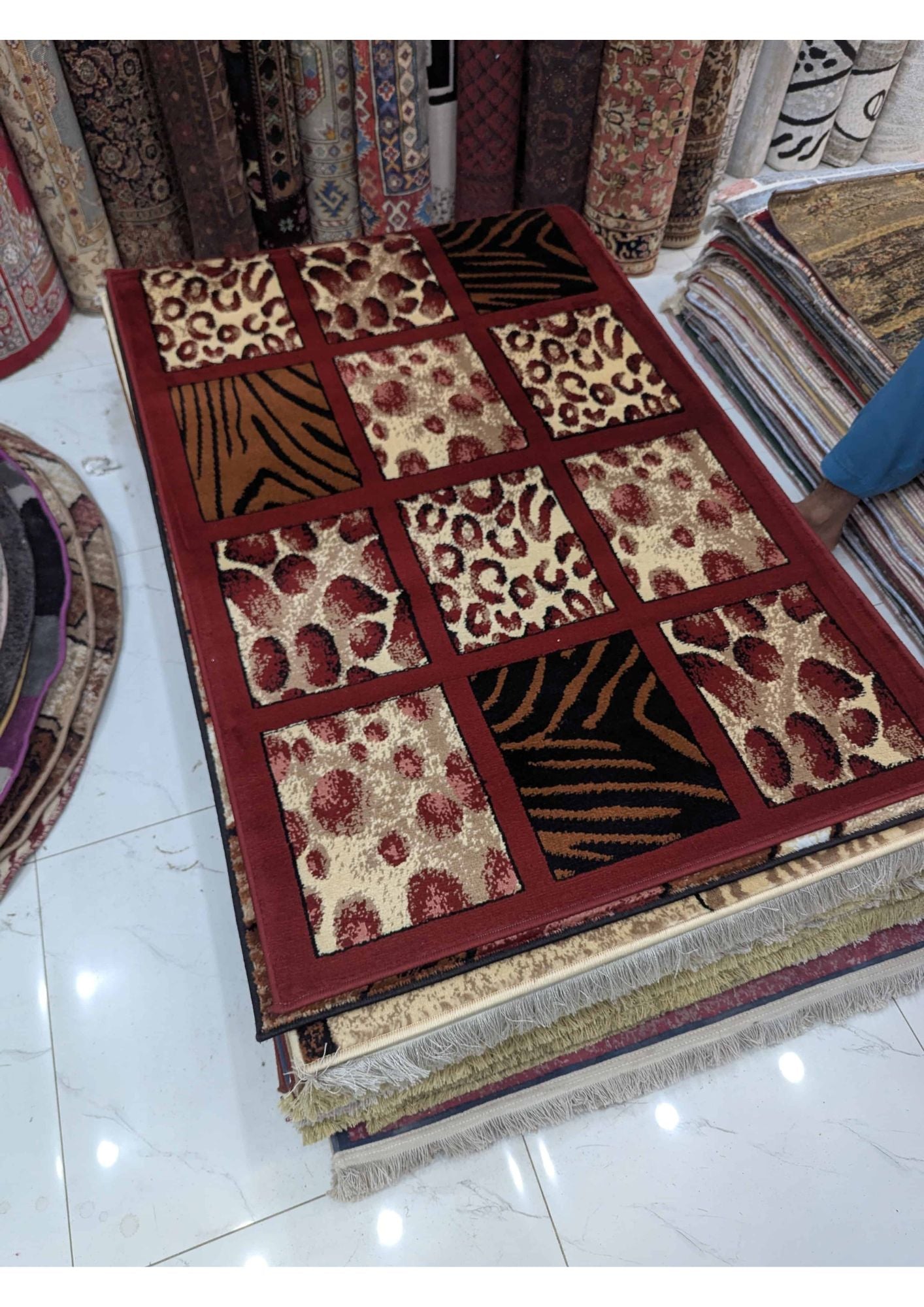 3x5 Modern Abstract Multicolor Machine-Made Rug