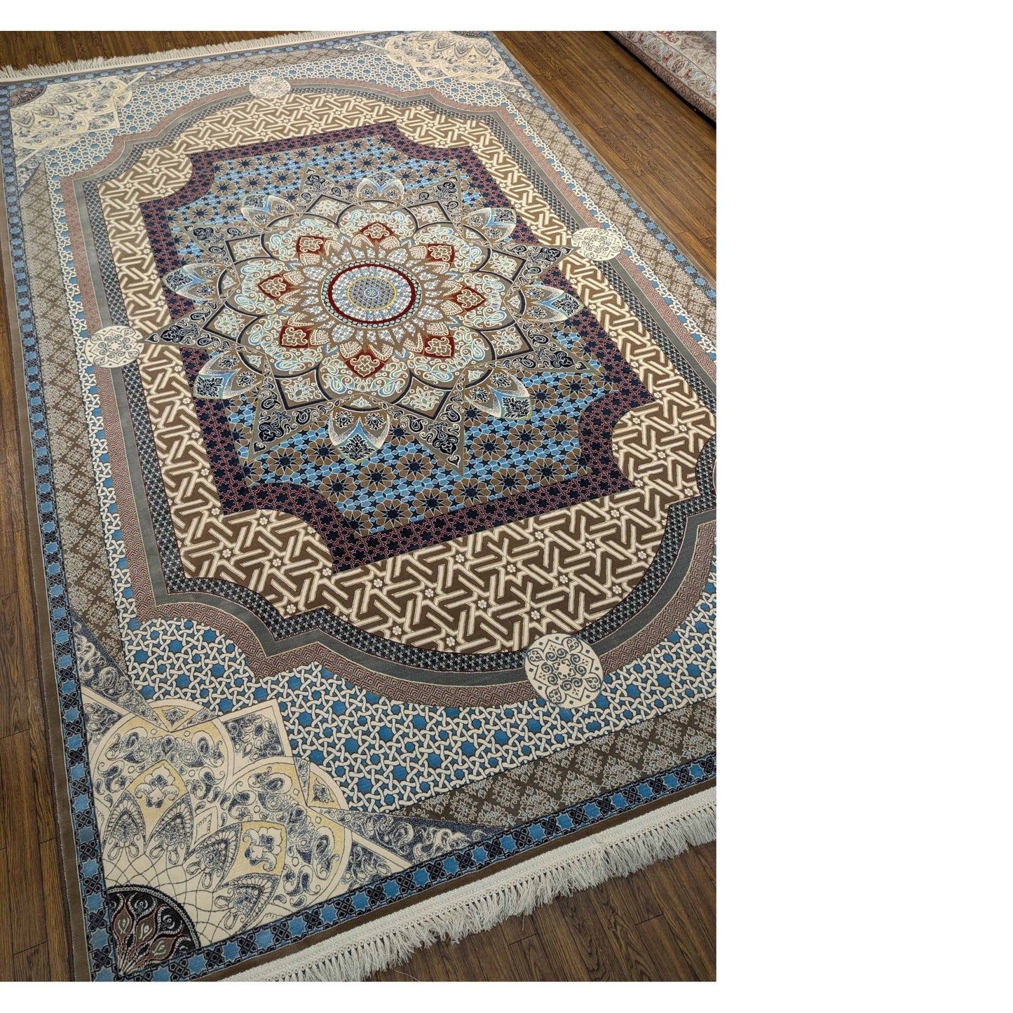 Persian Premium Quality Authentic 1200Rug Beige, Blue, and Brown
