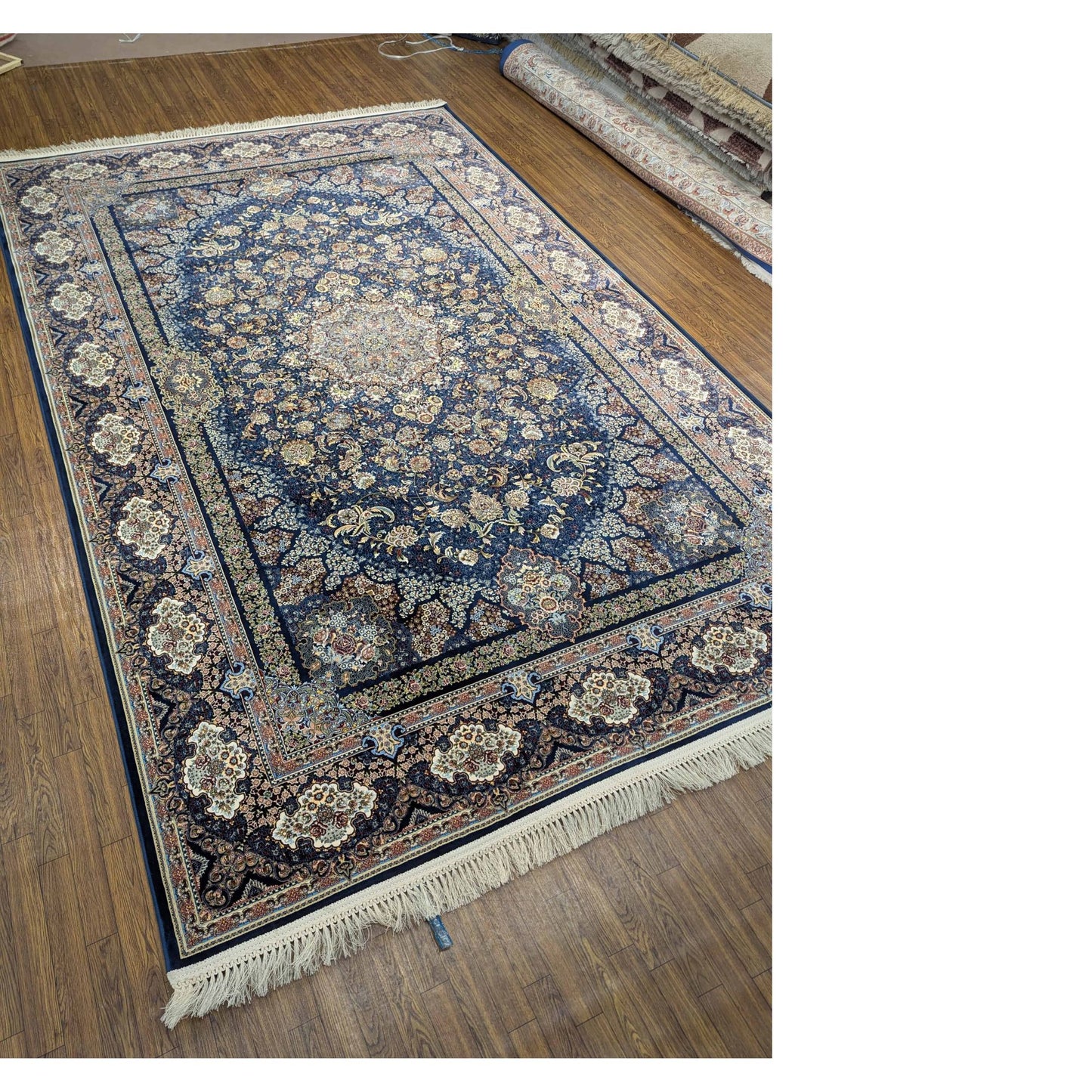 Persian Premium Quality Authentic 1200Rug Navy Blue, Beige, and Brown