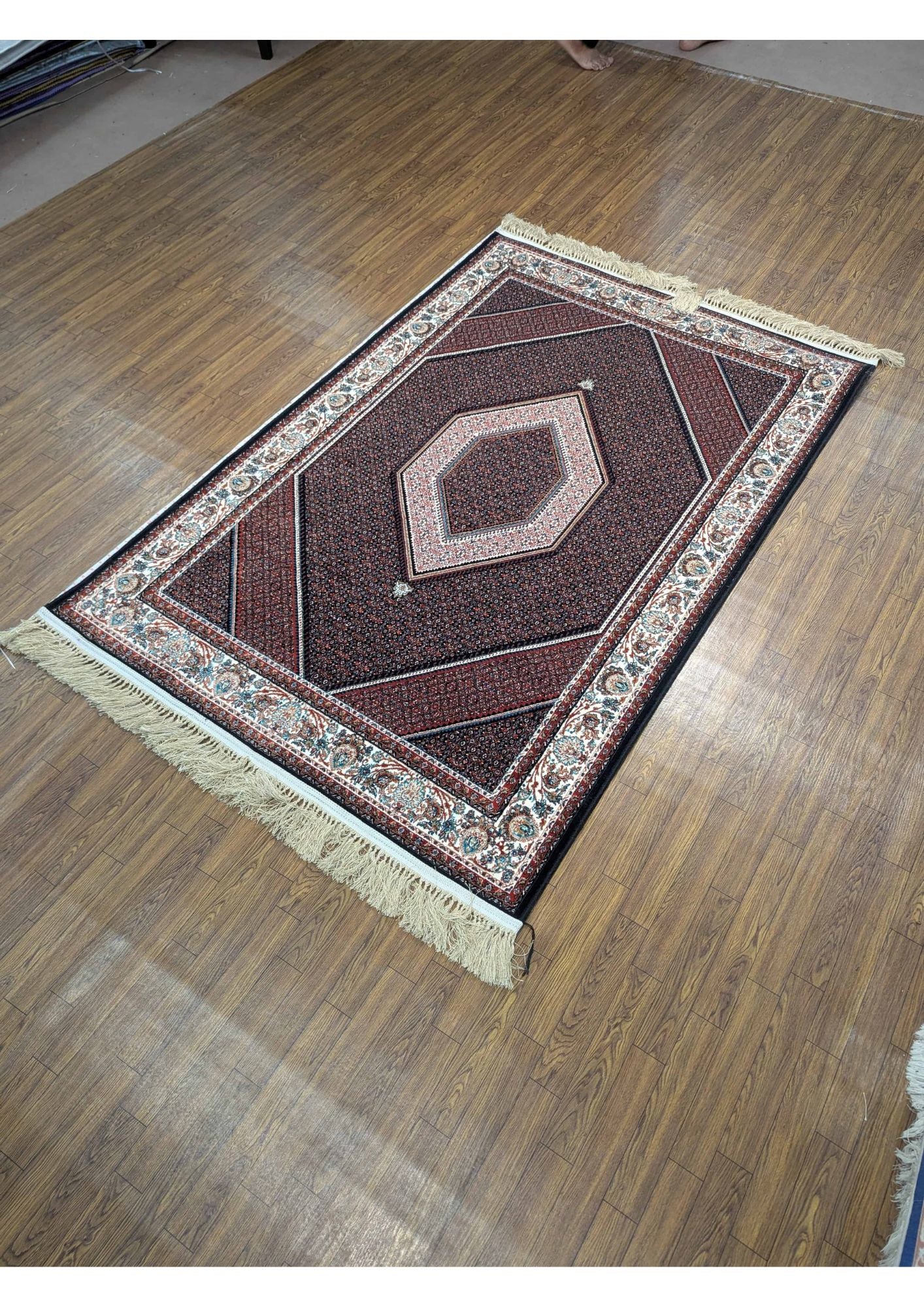 4x6ft Persian Authentic Premium Quality Black,Navy, deep red & Ivory Rug