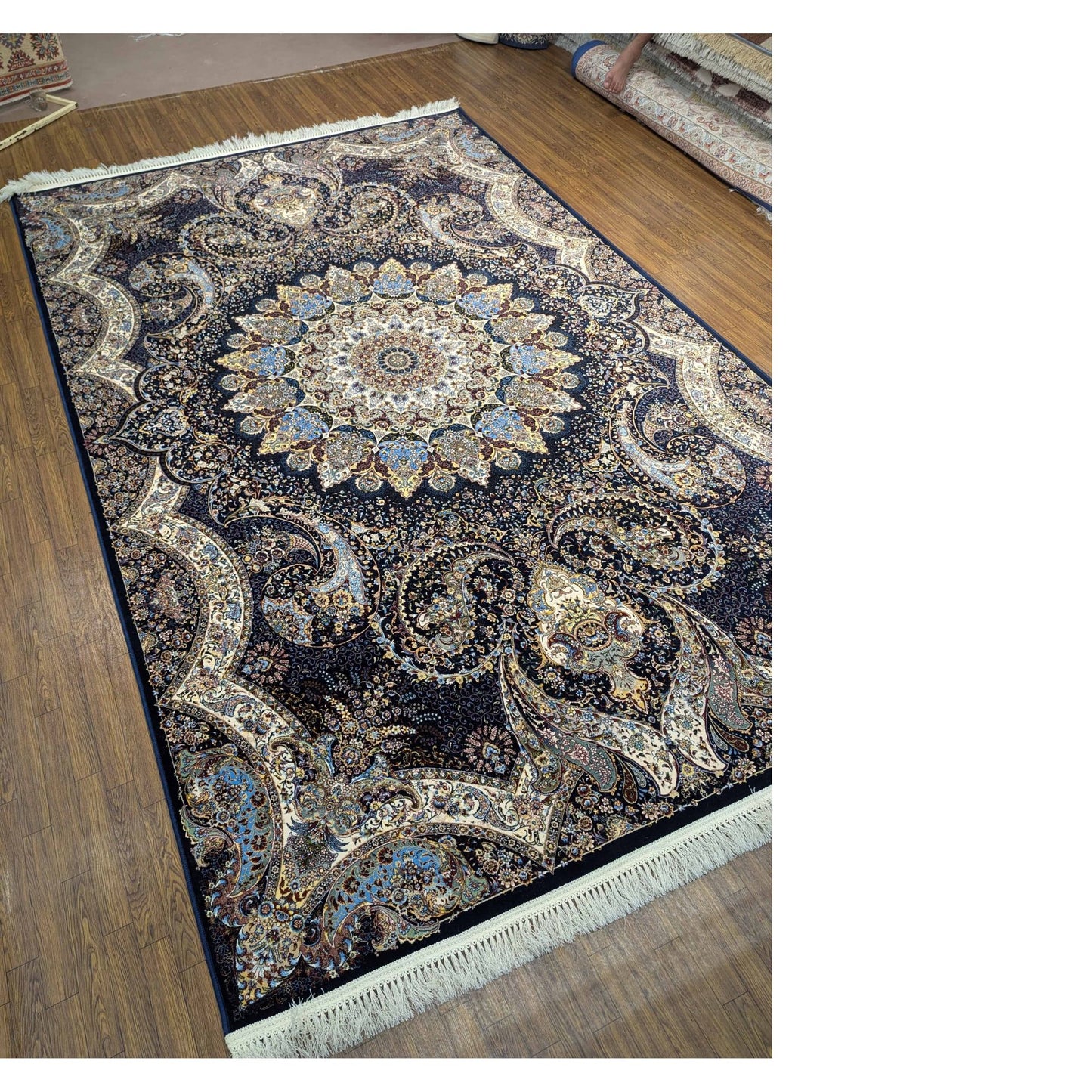 Persian Premium Quality Authentic 1200Rug Black, Beige, and Blue