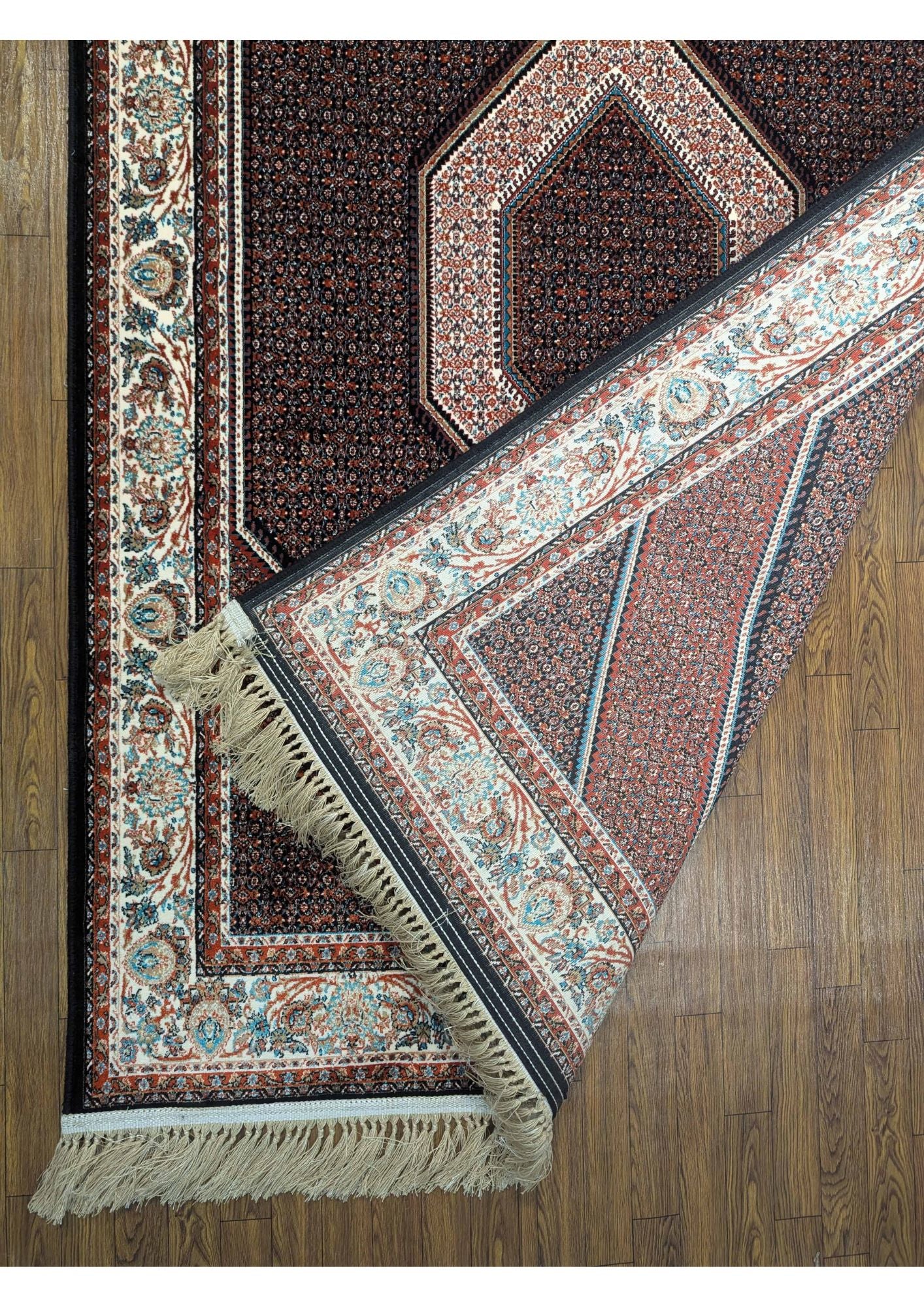 4x6ft Persian Authentic Premium Quality Black,Navy, deep red & Ivory Rug