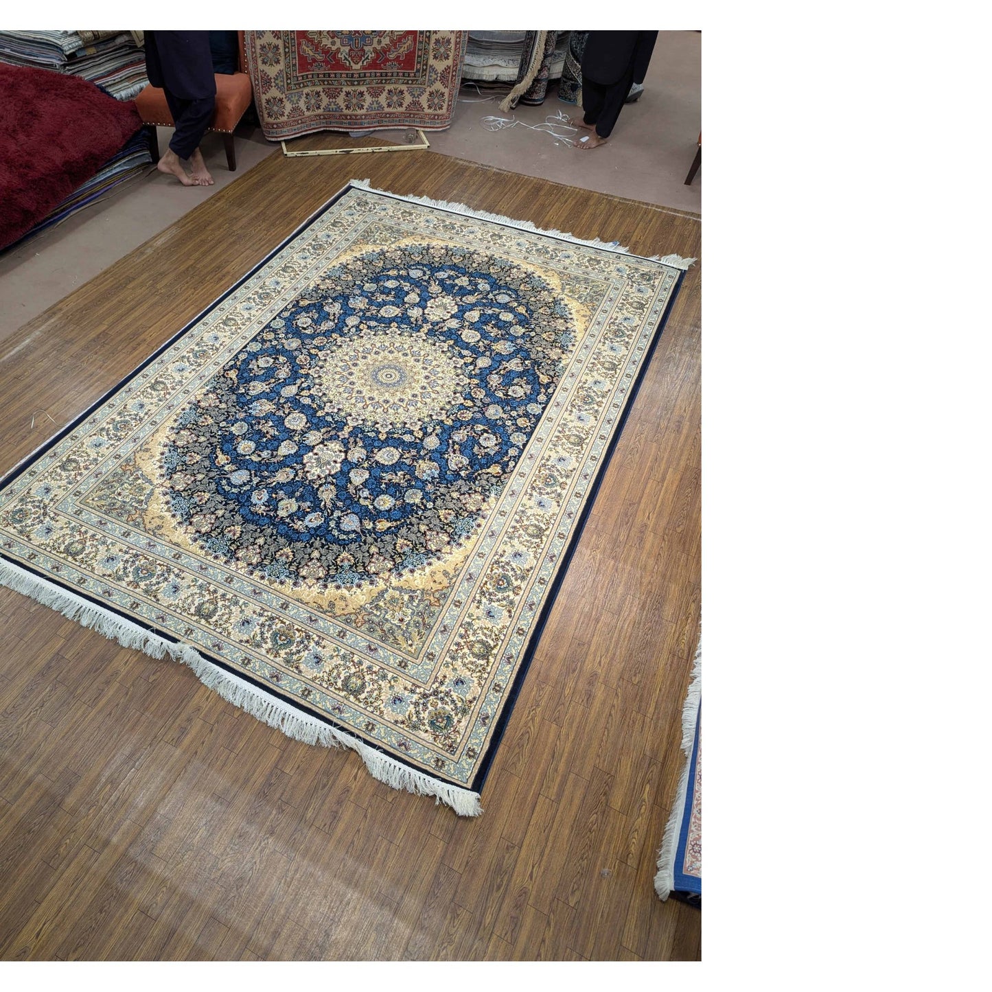Persian Premium Quality Authentic 1200Rug Blue, Beige, and Cream