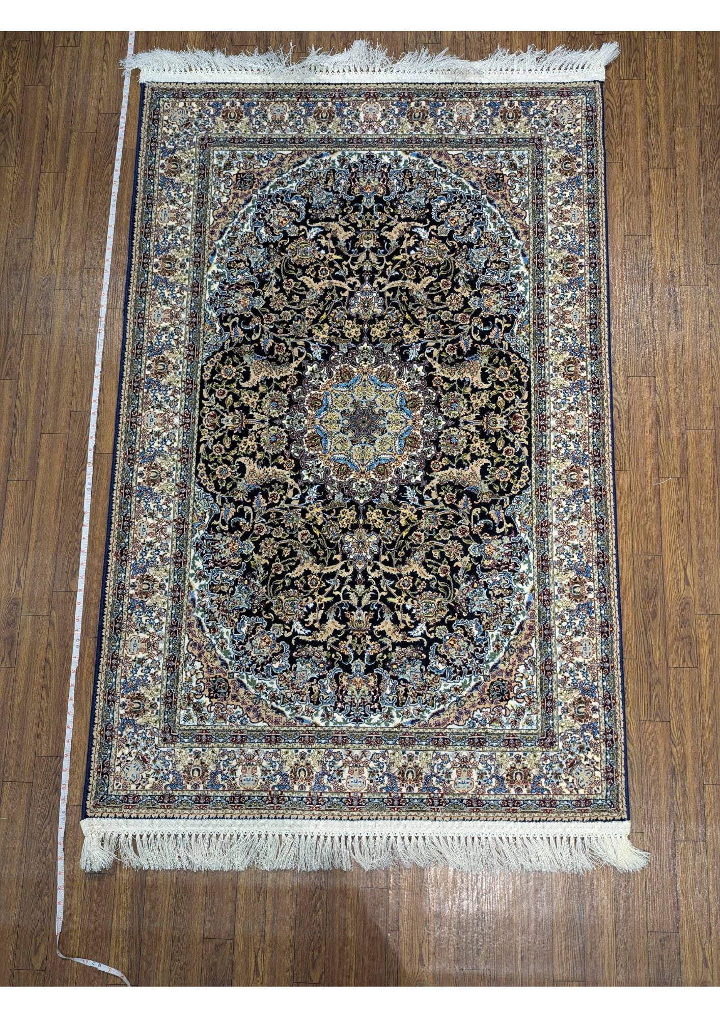 4x6ft Persian Authentic Premium Quality Black,Blue and Ivory Rug