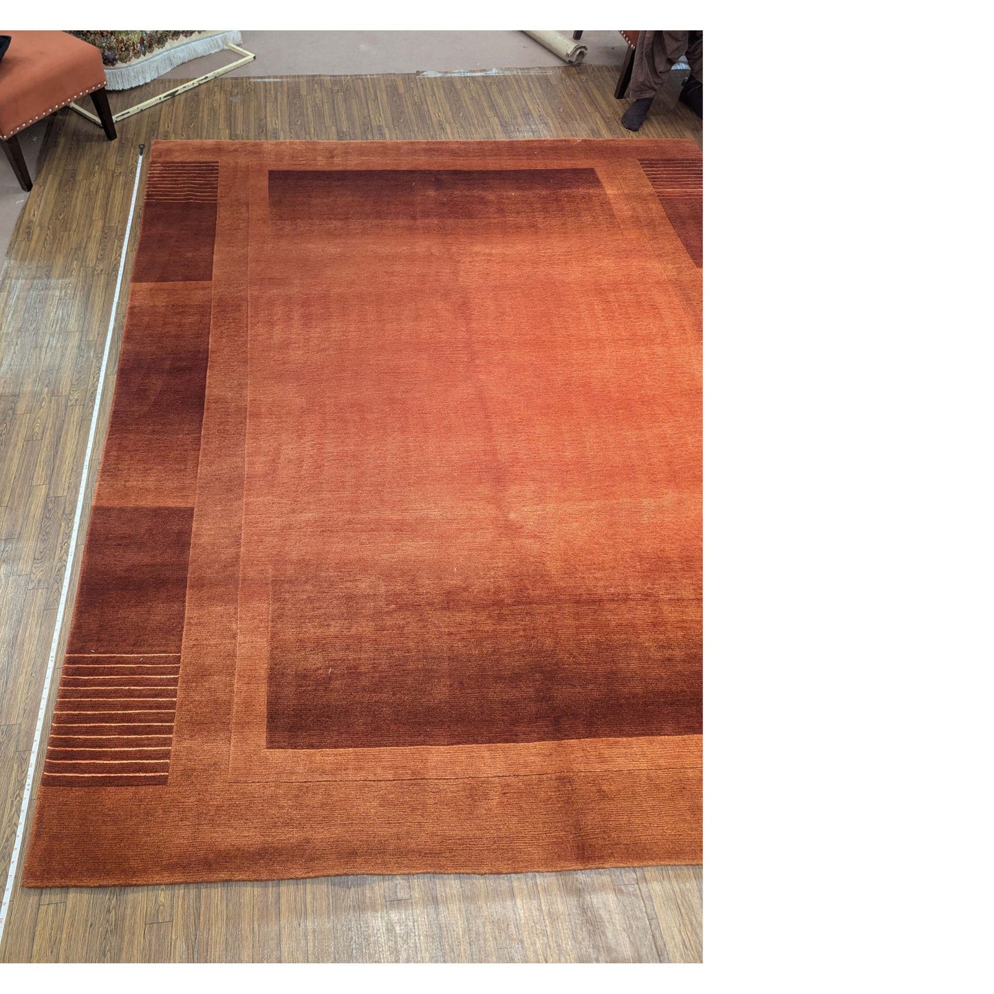 Modern Gabbeh Burnt Orange & Rust Rug – 6.8x9.8 ft