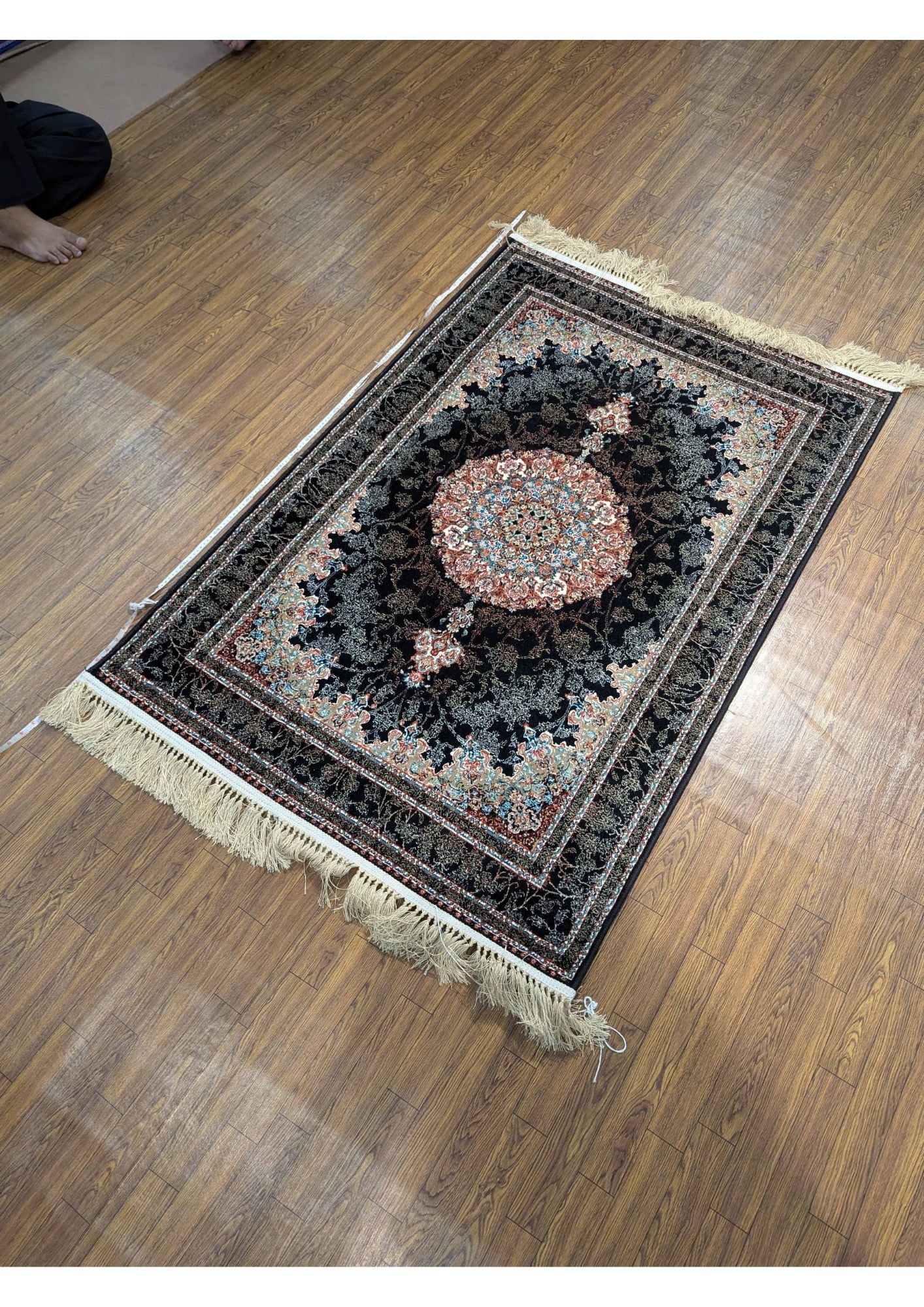 3.2x4.9ft Persian Authentic Premium Quality Black & Rust Rug