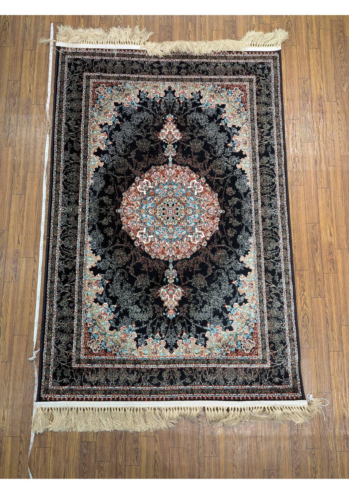 3.2x4.9ft Persian Authentic Premium Quality Black & Rust Rug