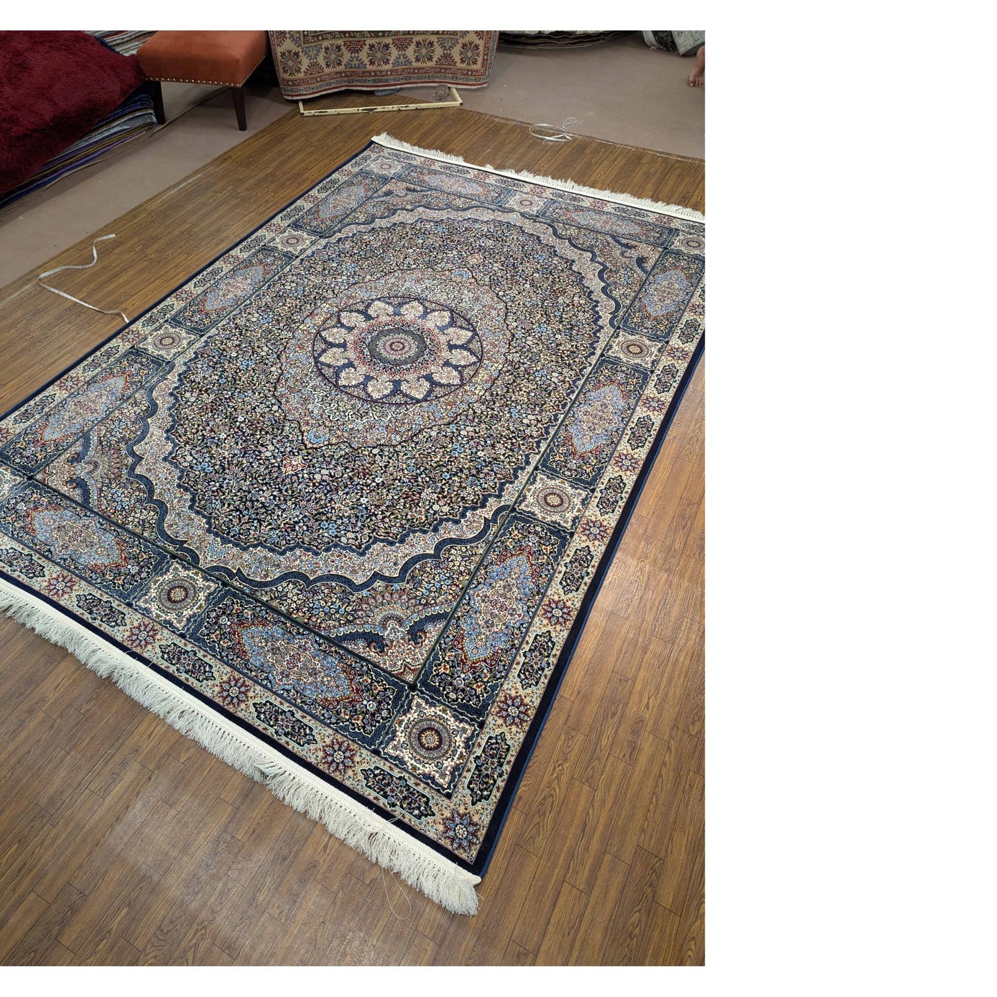 Persian Premium Quality Authentic 1200Rug Blue, Beige, and Ivory