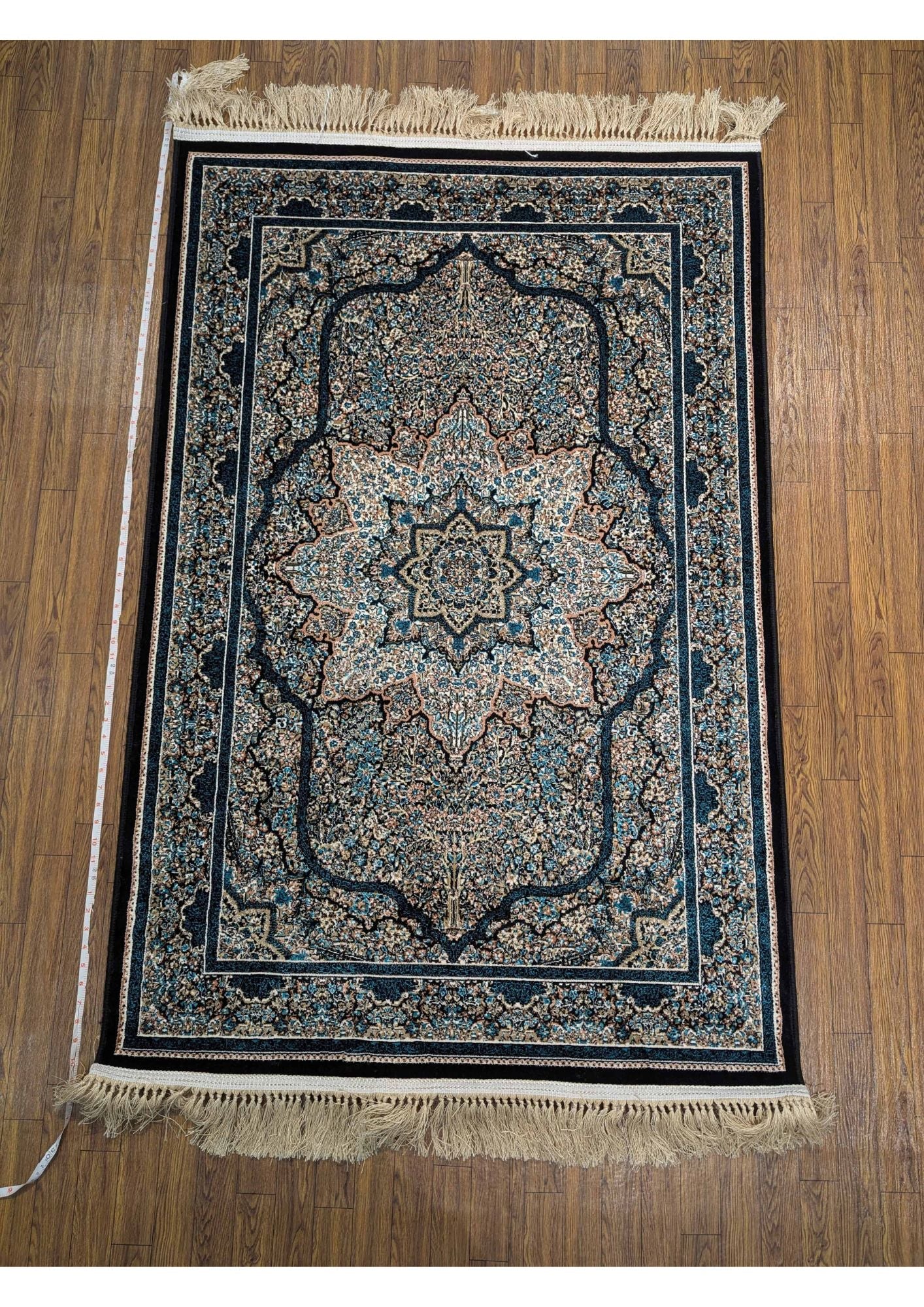 3.2x4.9ft Persian Authentic Premium Quality Navy & Beige Star Medallion Rug