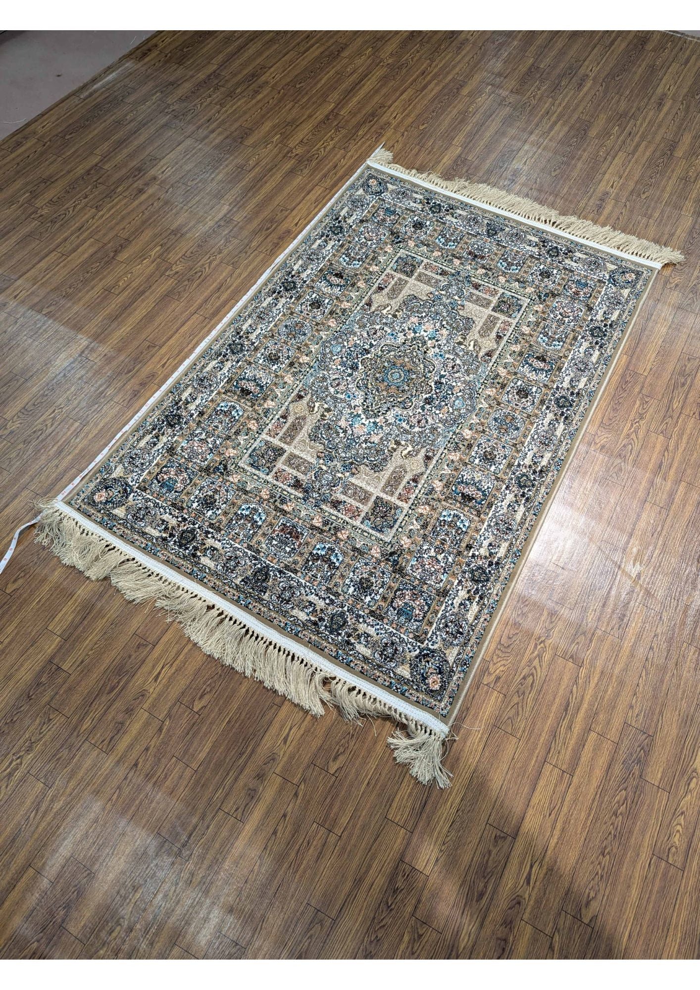 3.2x4.9ft Persian Authentic Premium Quality Beige & Blue Garden Medallion Rug