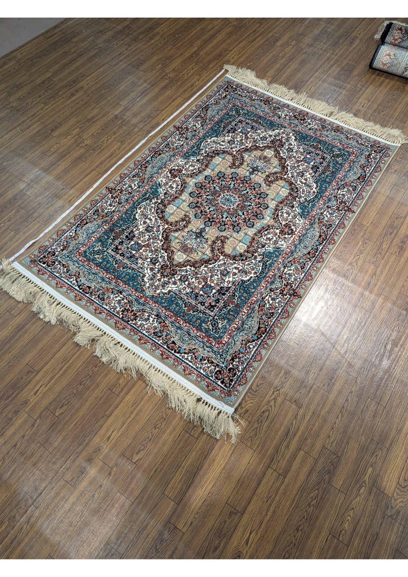 3.2x4.9ft Persian Authentic Premium Quality Teal & Ivory Rug