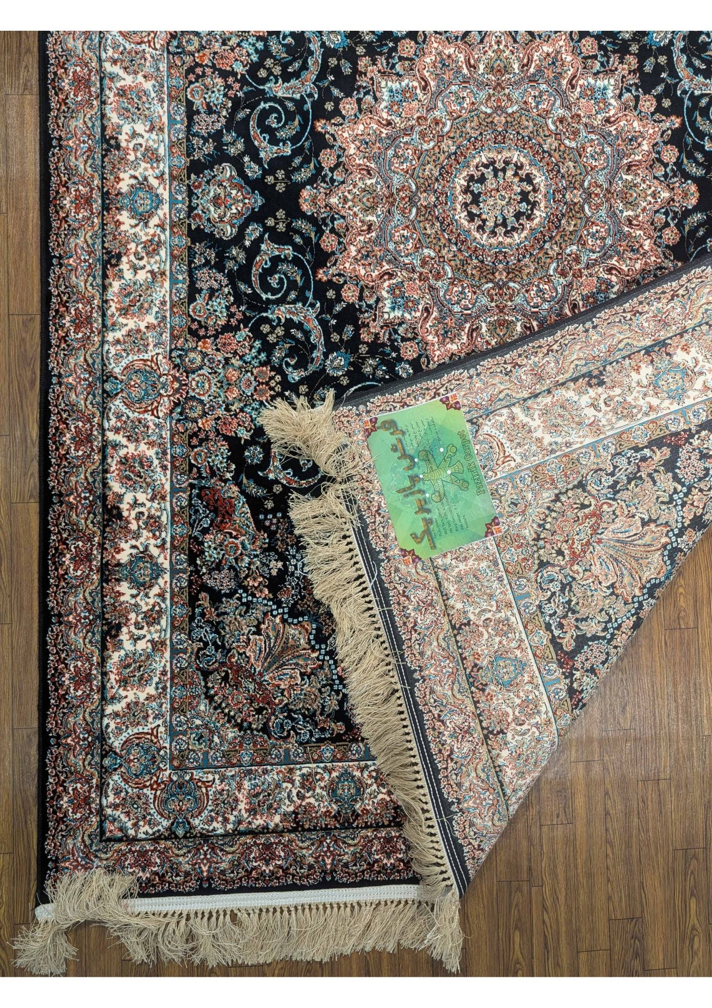 5x8ft Persian Authentic Premium Quality Black,Feroze and Rust Rug