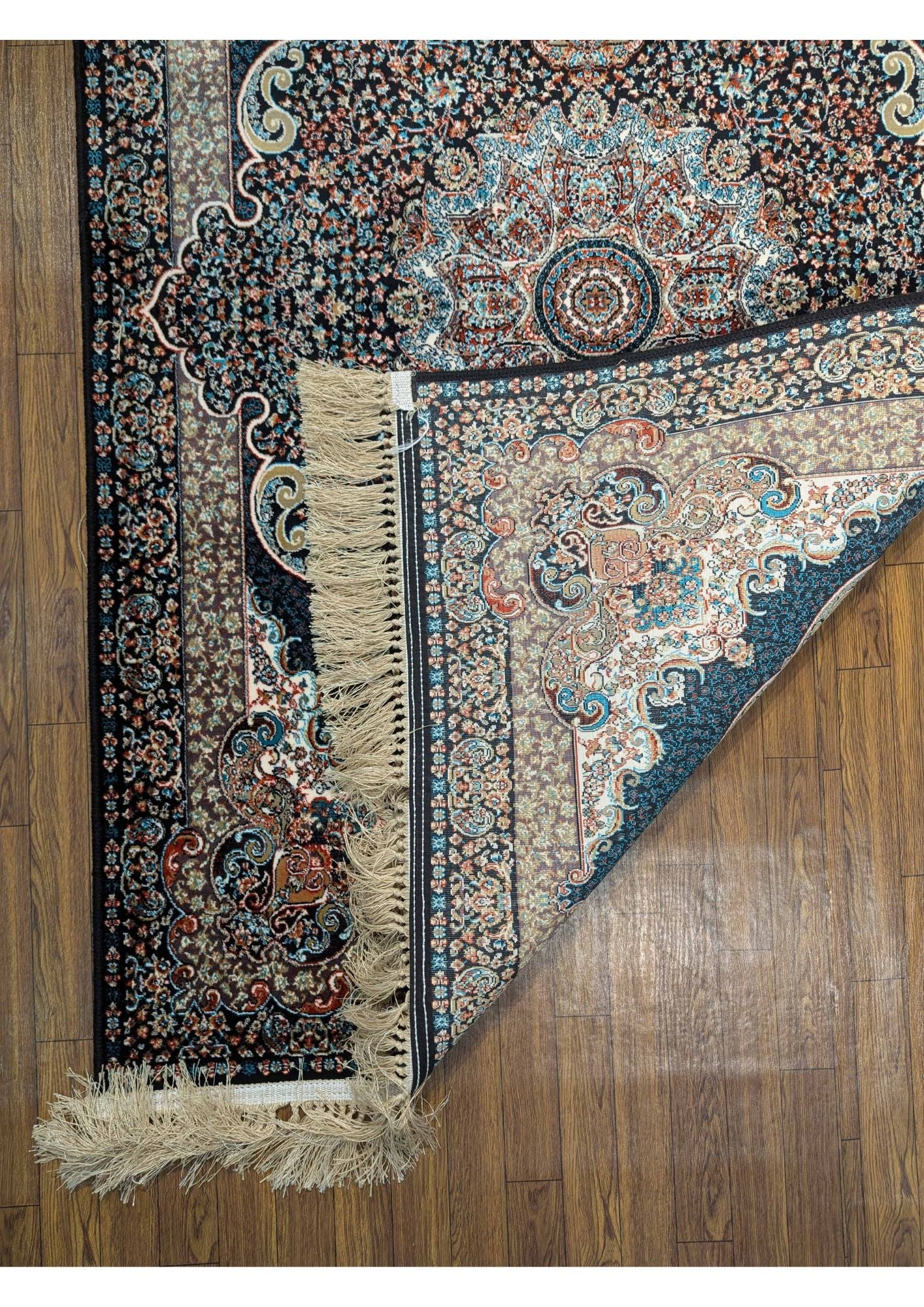 4x6ft Persian Authentic Premium Quality Black & Ivory Floral Rug
