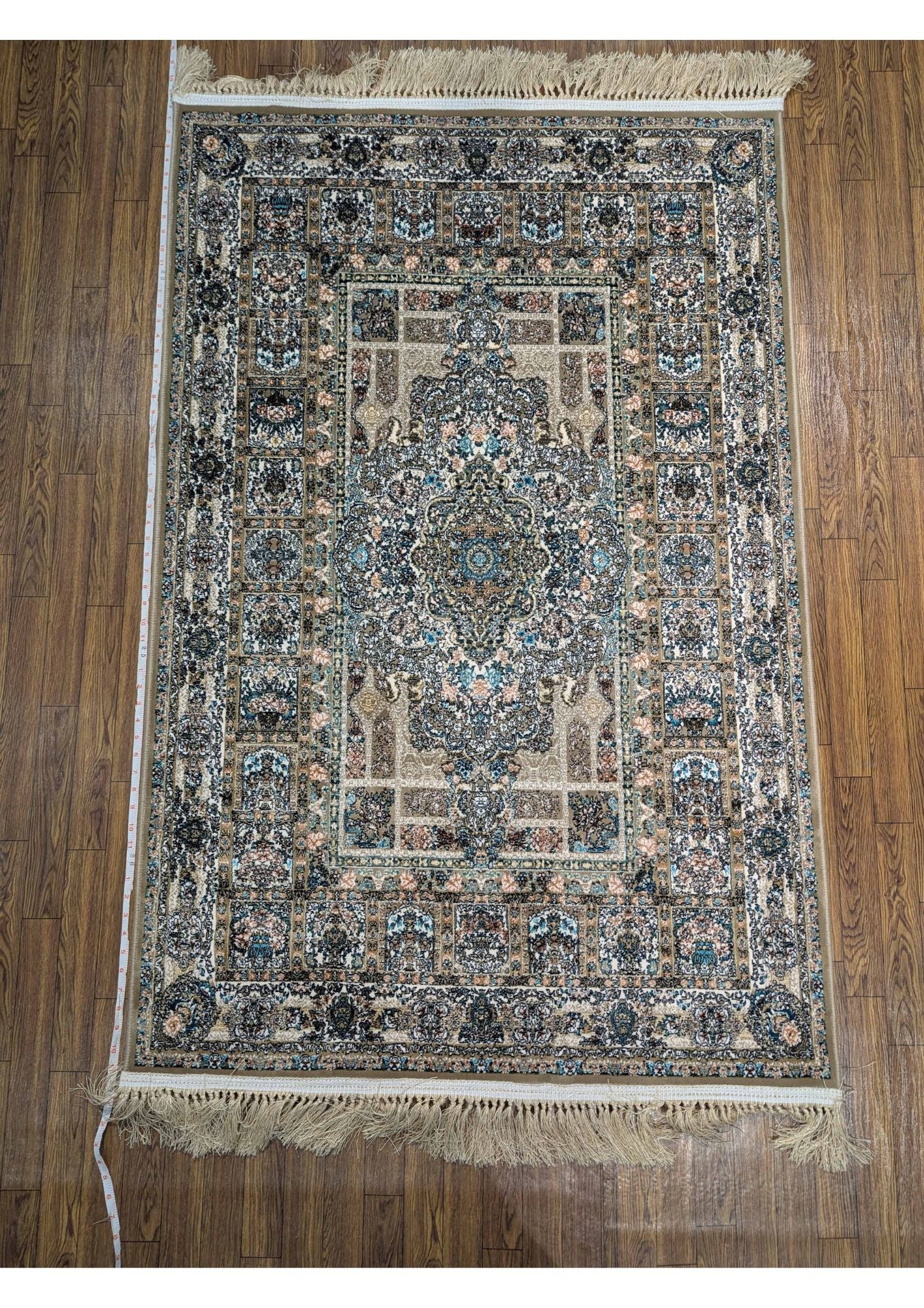 3.2x4.9ft Persian Authentic Premium Quality Beige & Blue Garden Medallion Rug