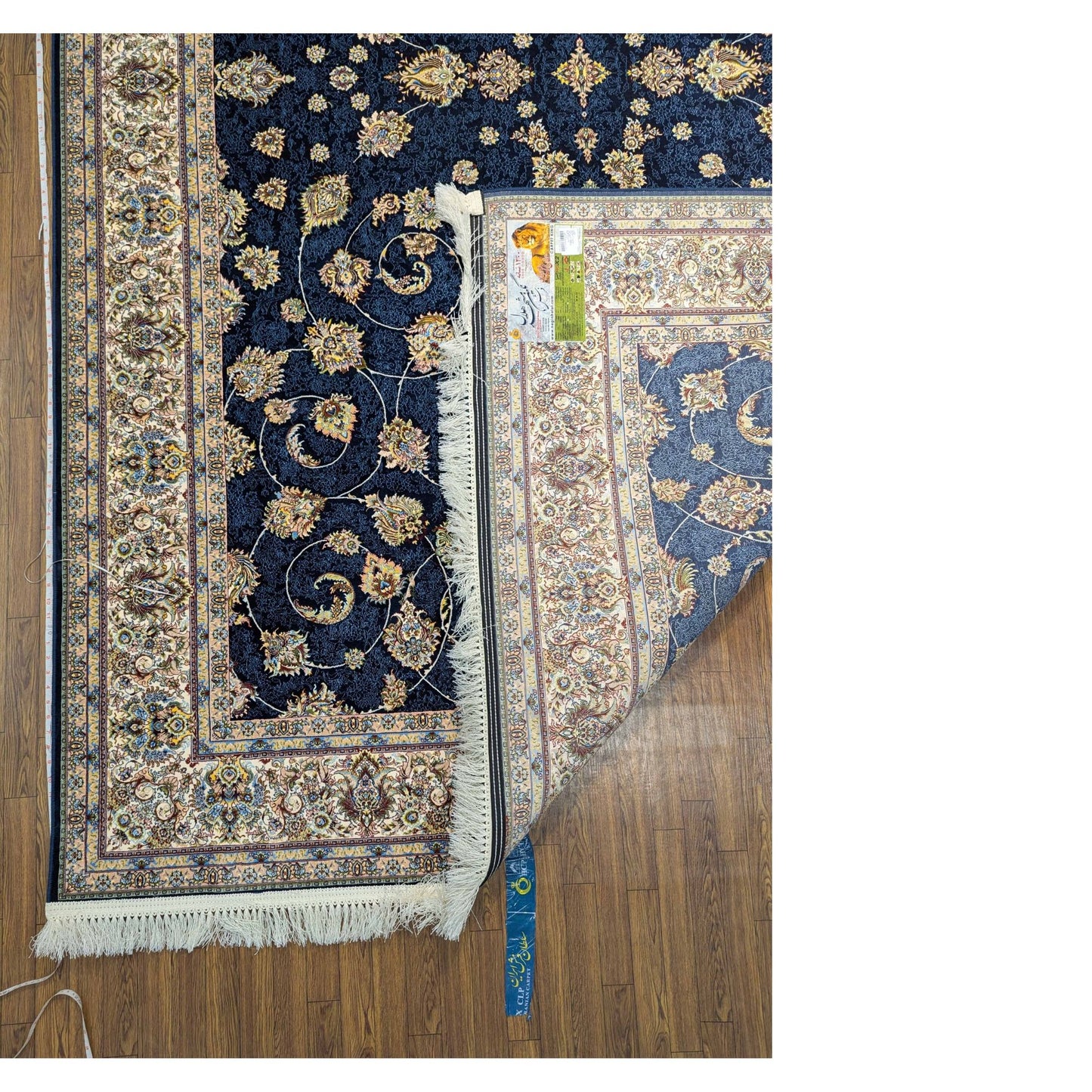 Persian Premium Quality Authentic 1200Rug Navy Blue, Beige, Gold, and Ivory