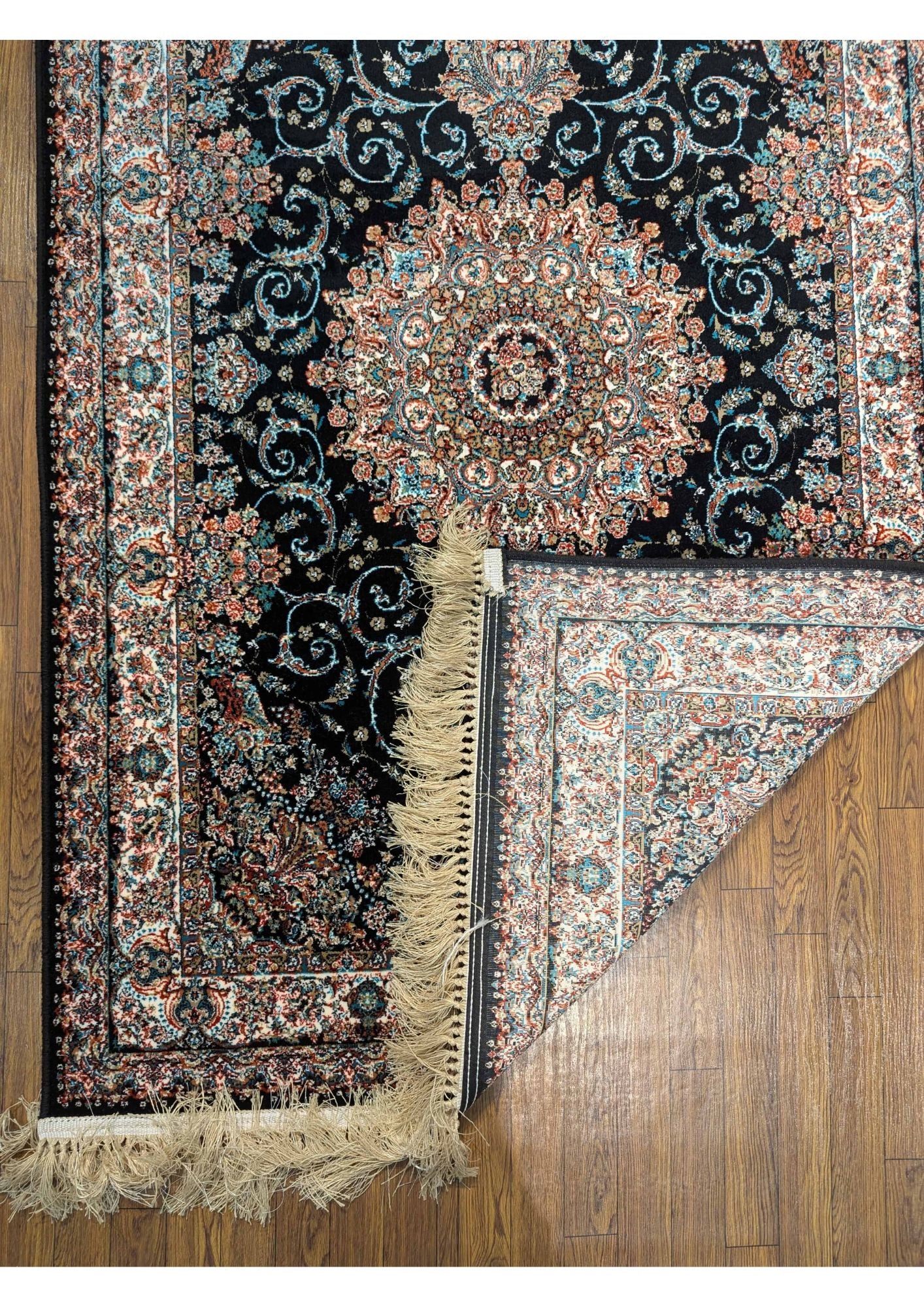 3.2x4.9ft Persian Authentic Premium Quality Black & Floral Medallion Rug