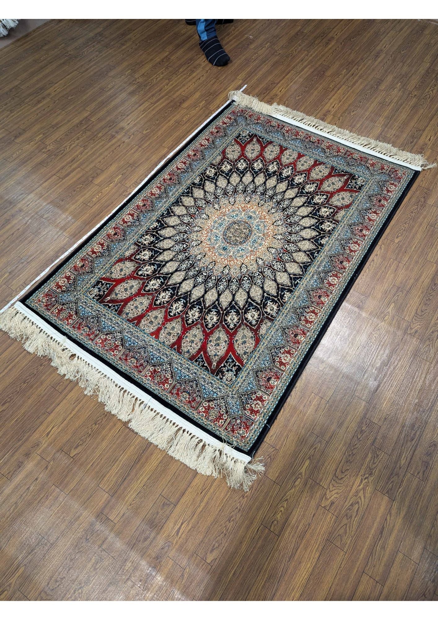 3.2x4.9ft Persian Authentic Premium Quality Black & Red Rug
