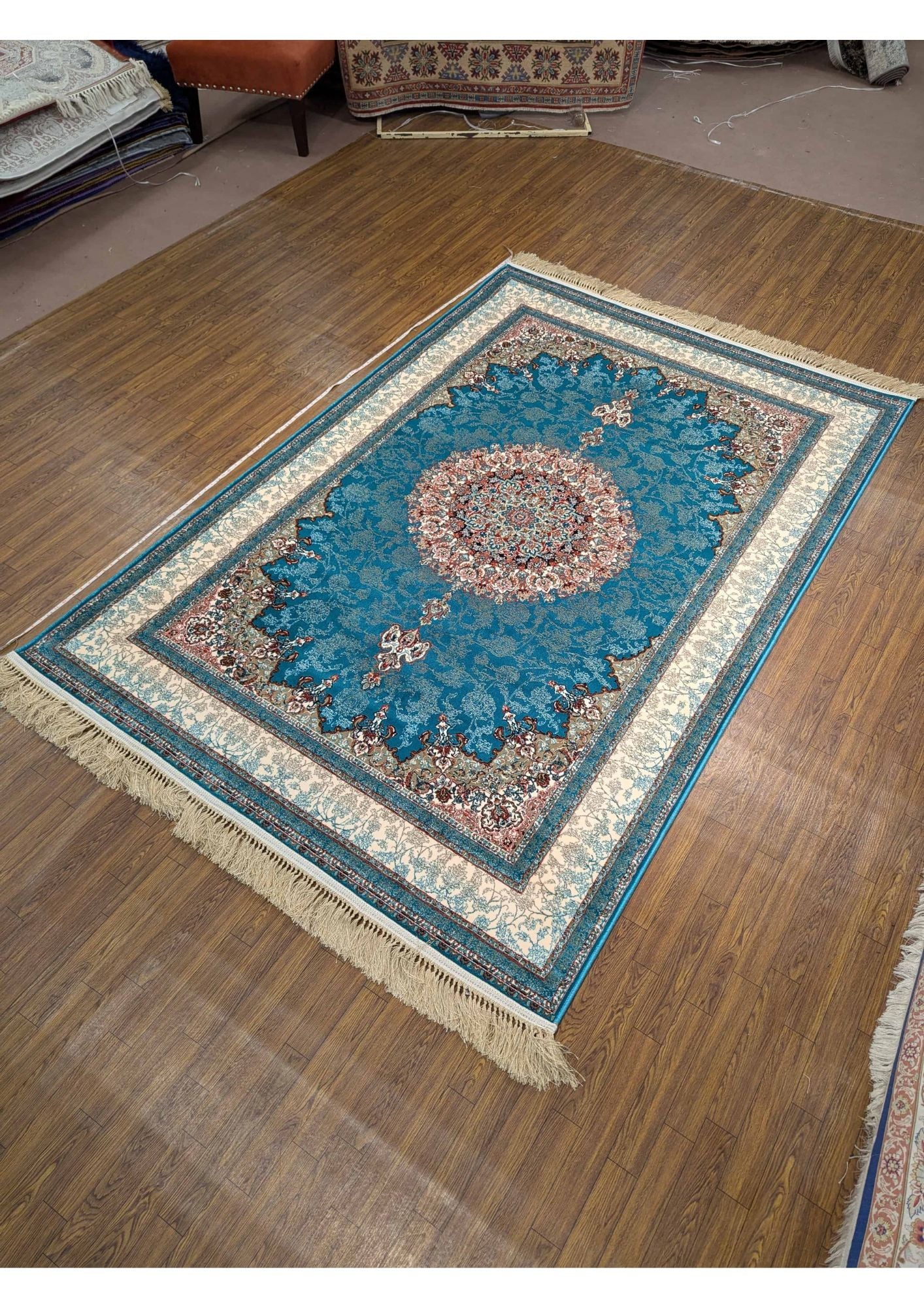 5x8ft Persian Authentic Premium Quality Feroze and light brown rug