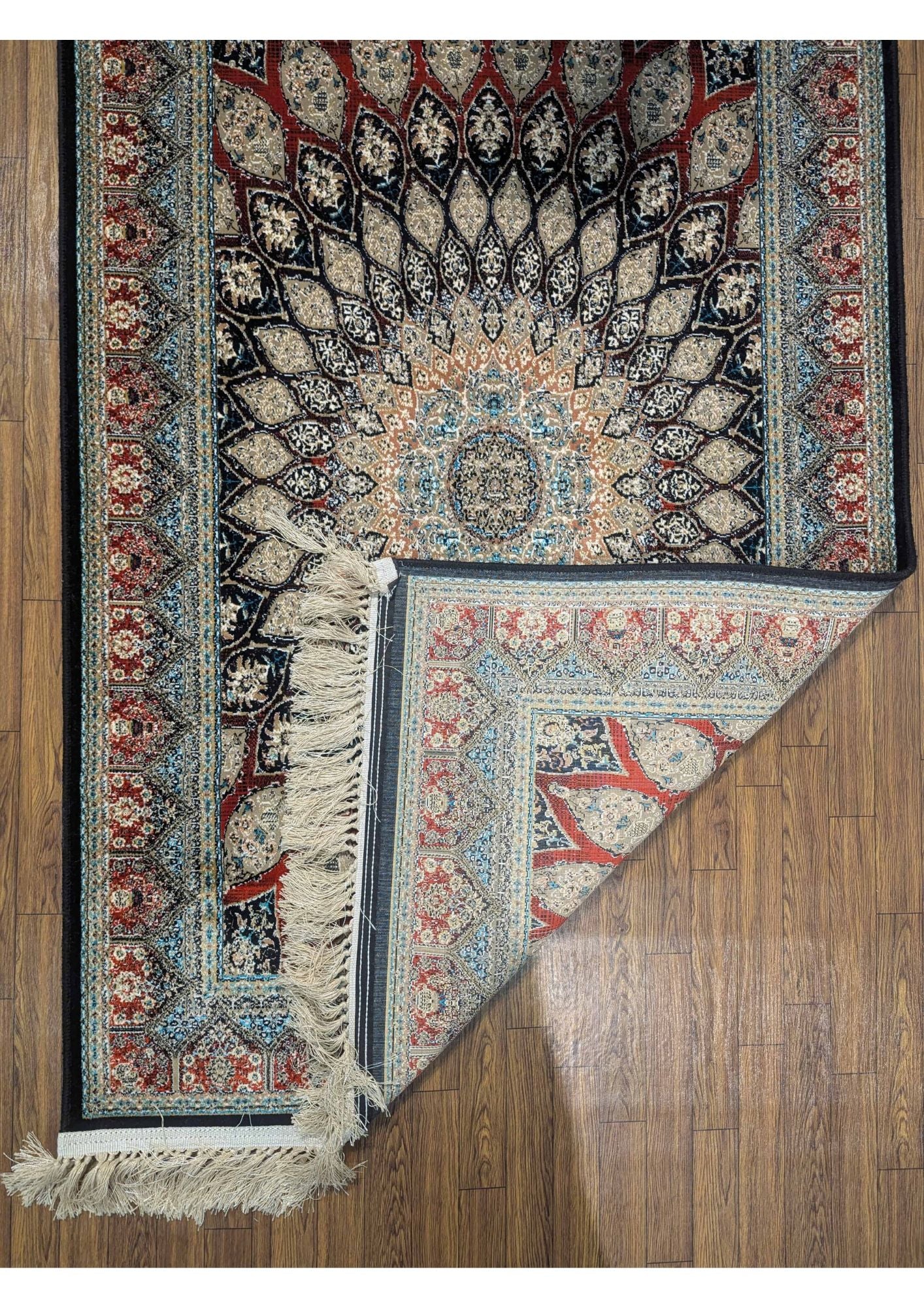 3.2x4.9ft Persian Authentic Premium Quality Black, Red & Ivory Rug