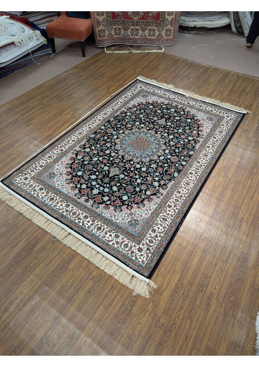 5x8ft Persian Authentic Premium Quality Black and Feroze rug