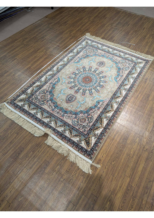 4x6ft Persian Authentic Premium Quality Golden,Light Brown, Feroze & Ivory Rug