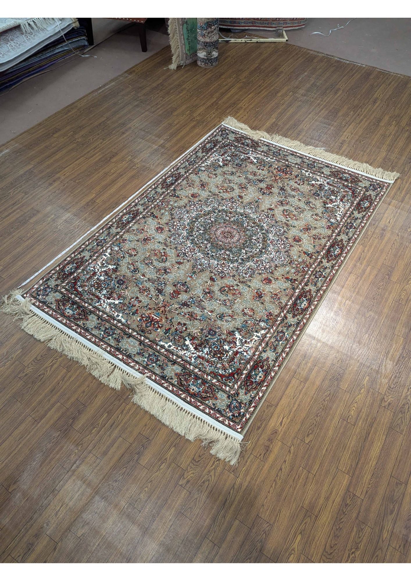 4x6ft Persian Authentic Premium Quality Golden,Light Brown, Feroze & Ivory Rug