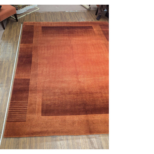 Modern Gabbeh Burnt Orange & Rust Rug – 6.8x9.8 ft
