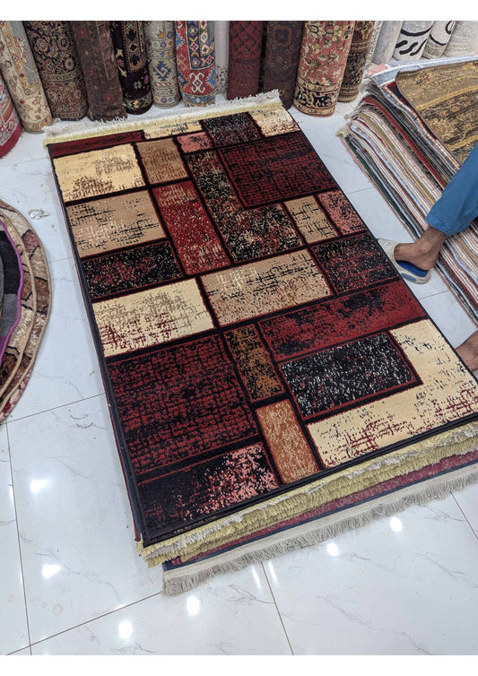 3x5 Modern Abstract Multicolor  Machine-Made Rug