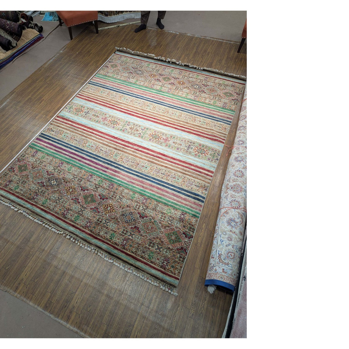 khorjun Tribal Afghan Handmade Super Kazak 7x10